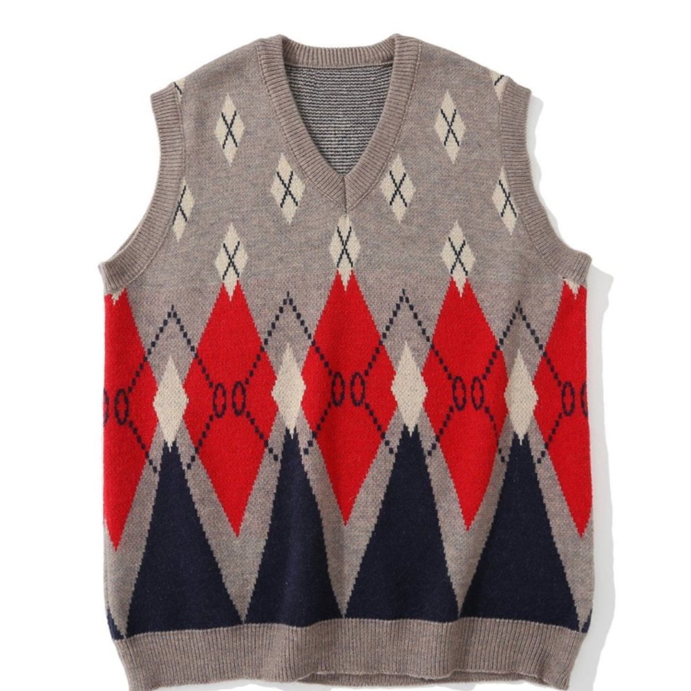 Aelfric Eden Vintage Interwoven Diamond Pattern Knitted Vest